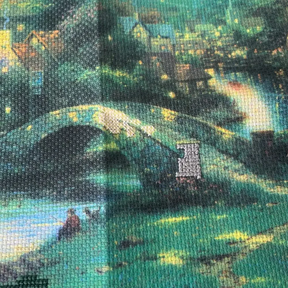 1996 Thomas Kinkade Cross stitch Kit The painter of light Lamplight village
